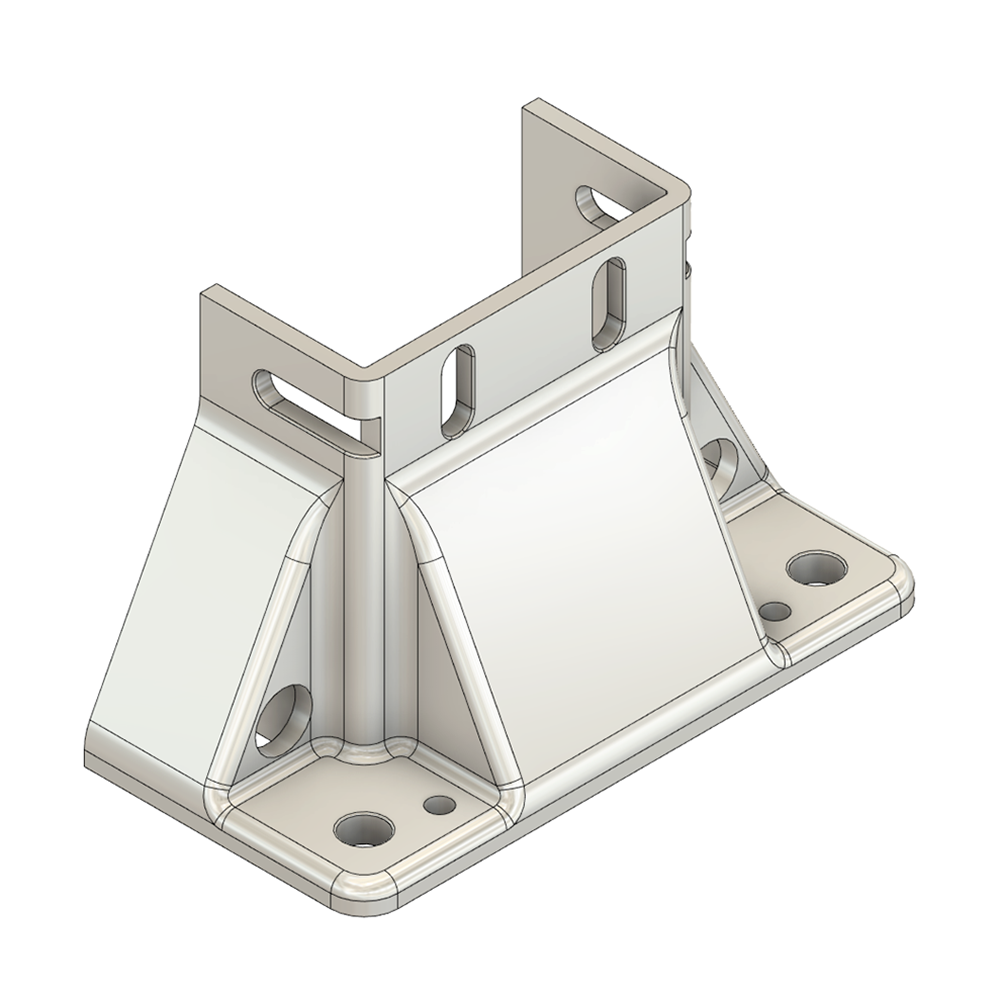 33-45903S-7 MODULAR SOLUTIONS FOOT<br>45MM X 90MM (3) SIDED FOOT W/12MM FLOOR ANCHOR HOLES, HEIGHT = 105MM